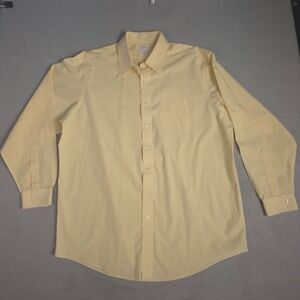 Brooks Brothers Mens 18 6-7 Yellow Gingham Check Button Down Dress Shirt